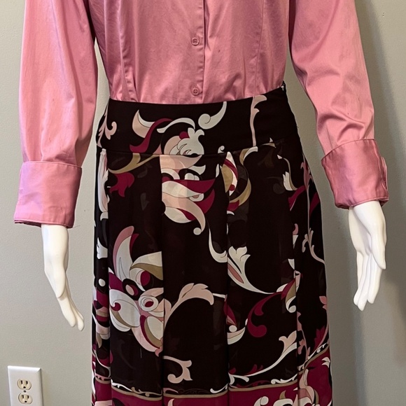 Brown/Pink/Maroon Flowy Paisley skirt Size 14 - Picture 1 of 6